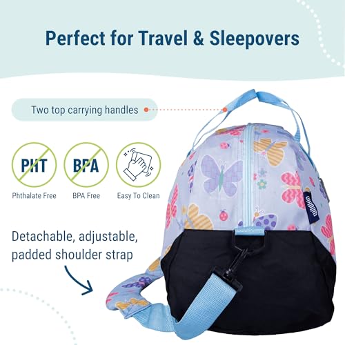 Wildkin Kids Overnighter Duffel Bag – Carry-On Size, Ideal for School & Sleepovers – Butterfly Garden - Image 3