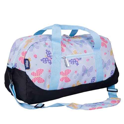 Wildkin Kids Overnighter Duffel Bag – Carry-On Size, Ideal for School & Sleepovers – Butterfly Garden - Image 1