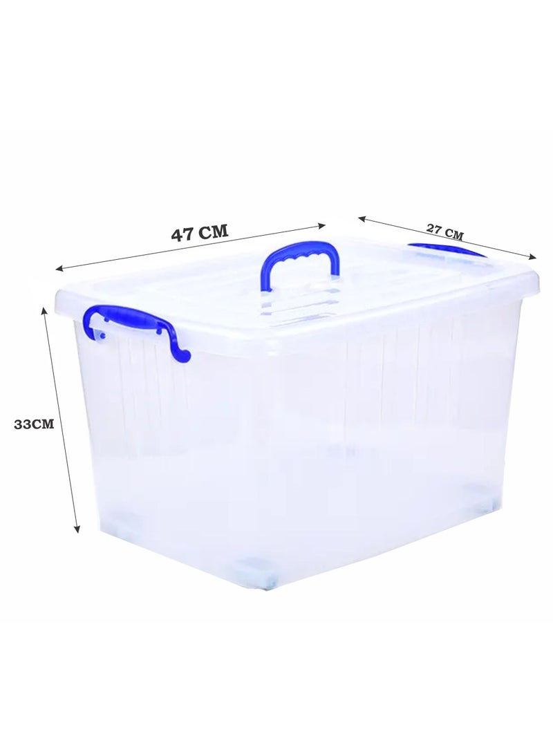 Selecto Besto Plastic Storage Box With Lid 28 LTR Semi Clear 2 Pcs Set with wheels | For Clothes, Toys, Books, Snacks, Shoes and Grocery Storage Box. (28 LTR) - Image 2