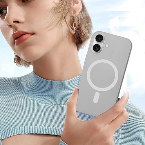 SHINESTAR Back Cover for iPhone 16 | Frosted Semi-Transparent Slim Case with Magnetic Support | Wireless Charging Compatible | Hard Back, Matte Finish – White - Image 4