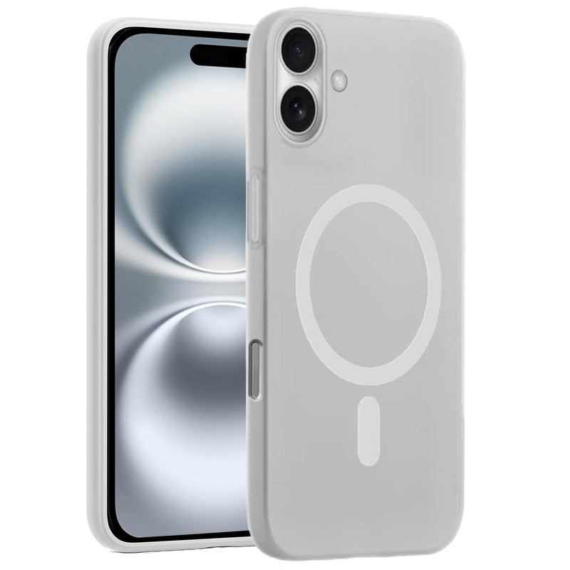 SHINESTAR Back Cover for iPhone 16 | Frosted Semi-Transparent Slim Case with Magnetic Support | Wireless Charging Compatible | Hard Back, Matte Finish – White - Image 5