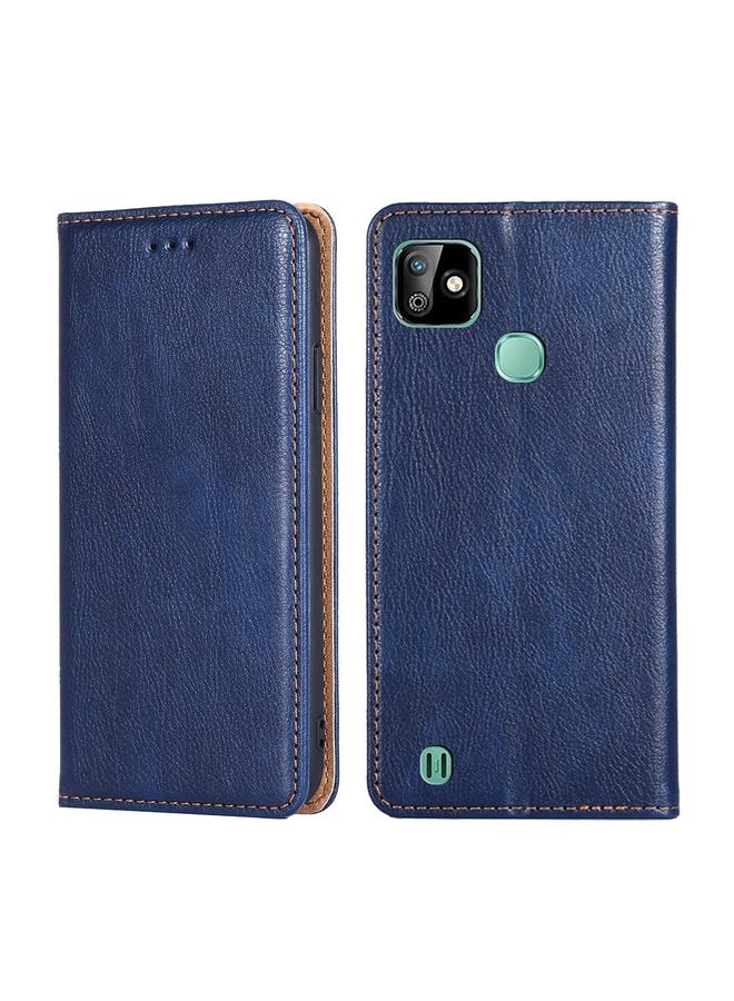 اس-توب جراب لهاتف Infinix Smart HD 2021 X612، جراب هاتف جلدي مغناطيسي بلون سادة لامع وزيتي - Image 1