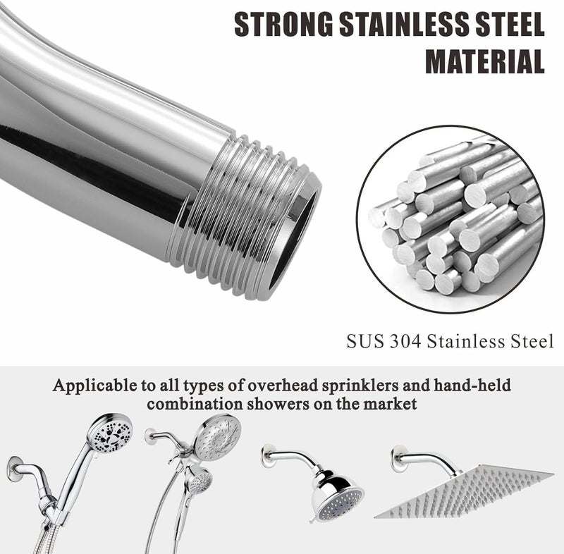 Voolan Shower Arm with Flange and Teflon Tape, Extension Shower Head Arm for Bathroom Fixed Shower Head, Solid Stainless Steel, Wall Mounted (6 Inch, Chrome) - Image 5