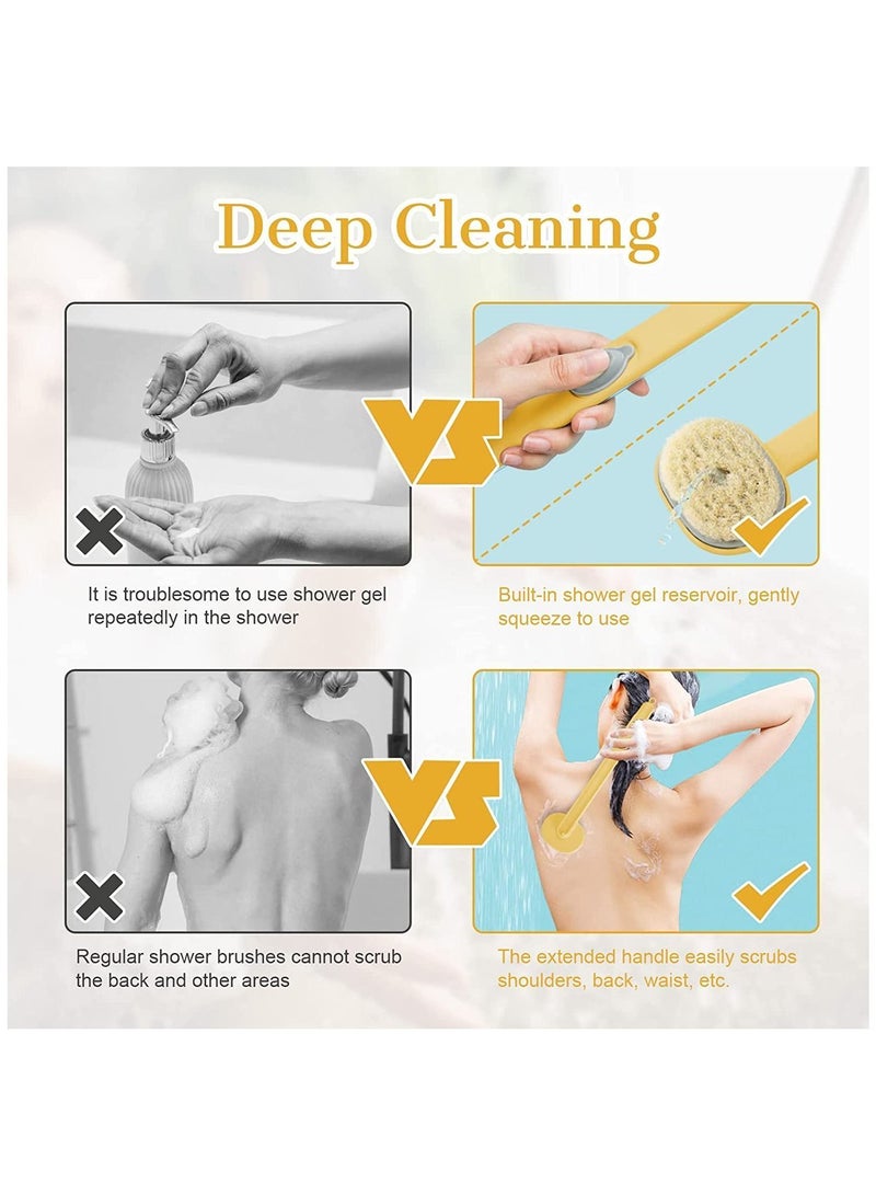 Y&D Long Handle Bath Massage Cleaning Brush with Soap Dispenser, Back for Shower, Exfoliating Storable Body Wash - Image 3