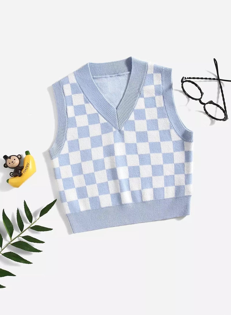 Toddler Boys Checker Pattern Sweater Vest - Image 1