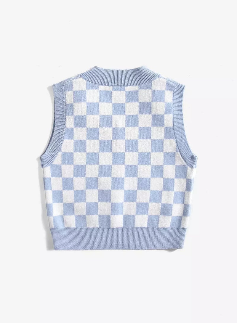 Toddler Boys Checker Pattern Sweater Vest - Image 2