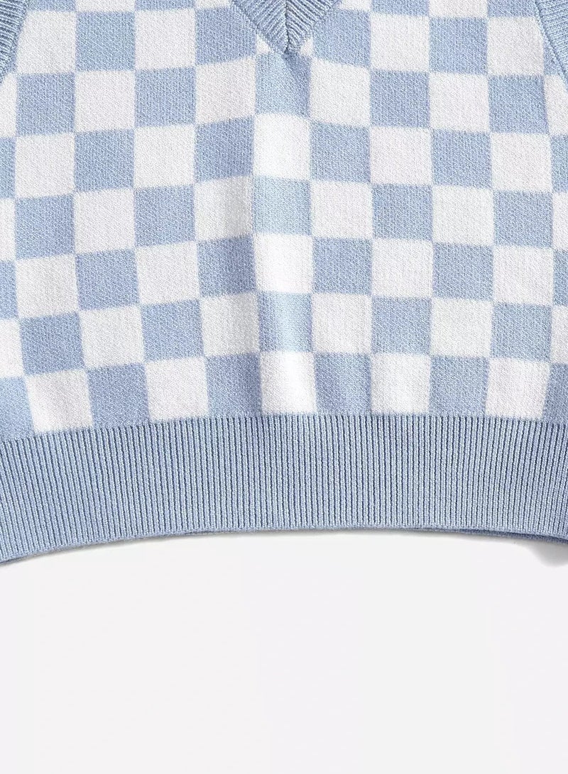 Toddler Boys Checker Pattern Sweater Vest - Image 4