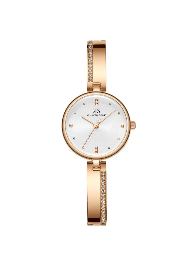 KENNETH SCOTT Kenneth Scott K23506-RBKW Women's Analog Display Watch & Alloy Strap Rose Gold