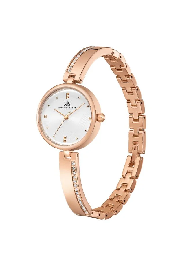 KENNETH SCOTT Kenneth Scott K23506-RBKW Women's Analog Display Watch & Alloy Strap Rose Gold