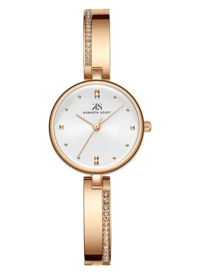 KENNETH SCOTT Kenneth Scott K23506-RBKW Women's Analog Display Watch & Alloy Strap Rose Gold