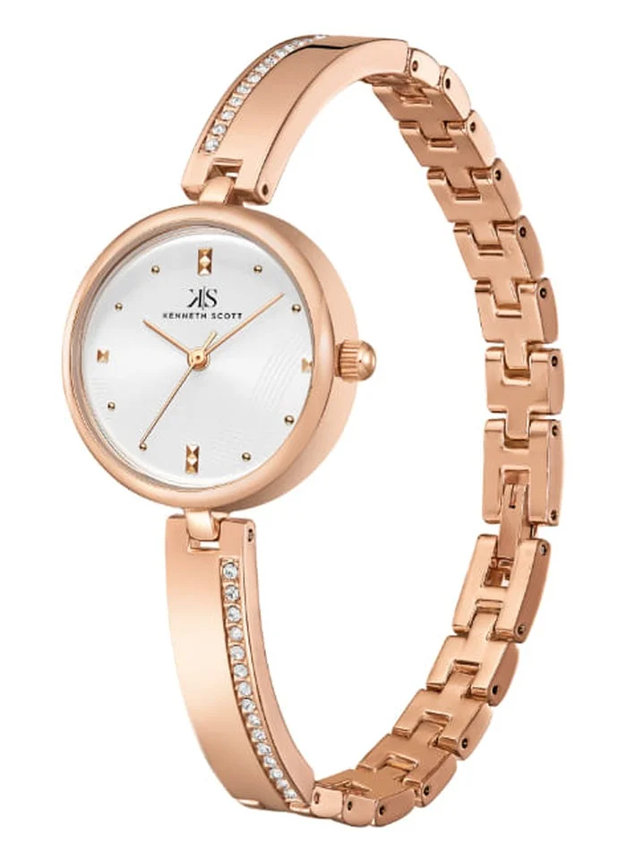 KENNETH SCOTT Kenneth Scott K23506-RBKW Women's Analog Display Watch & Alloy Strap Rose Gold