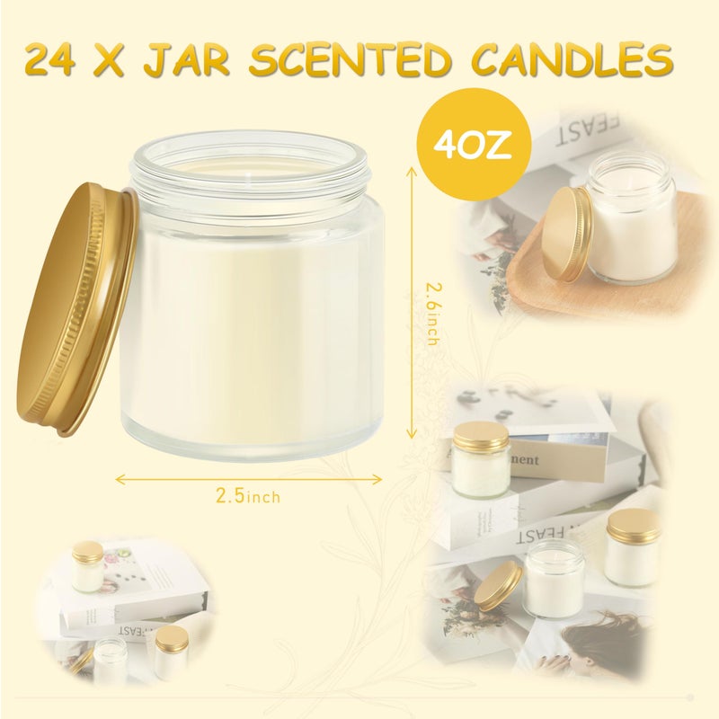 ACITHGL 24 Pcs 4oz Mini Mason Jar Candles Small Lavender Scented Candles Bulk Aromatherapy Ideal Souvenir Favors for Wedding Birthday Party (Gold, 24) - Image 2