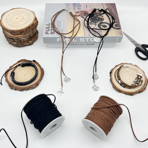 LUSTEMBER Leather String, Faux Leather Cord, Flat Suede Leather Lace for Necklaces, Bracelets, Jewelry Making, Tassels, Dream Catchers and Art Crafts - Image 2