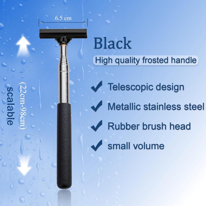 Retractable Car Wiper 2-Pack Black 22-98cm: Scratch-Resistant Natural Rubber Blade - Foldable Stainless Steel Handle With Non-Slip Sponge Car Window Cleaner for Car & Household Glass Cleaning - Image 2