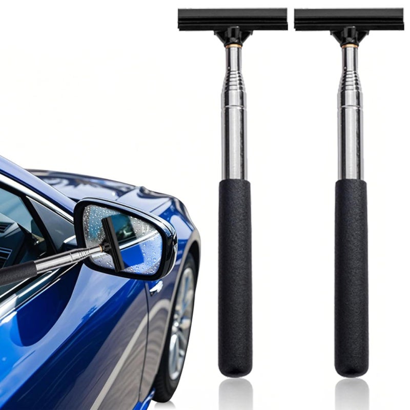 Retractable Car Wiper 2-Pack Black 22-98cm: Scratch-Resistant Natural Rubber Blade - Foldable Stainless Steel Handle With Non-Slip Sponge Car Window Cleaner for Car & Household Glass Cleaning - Image 1
