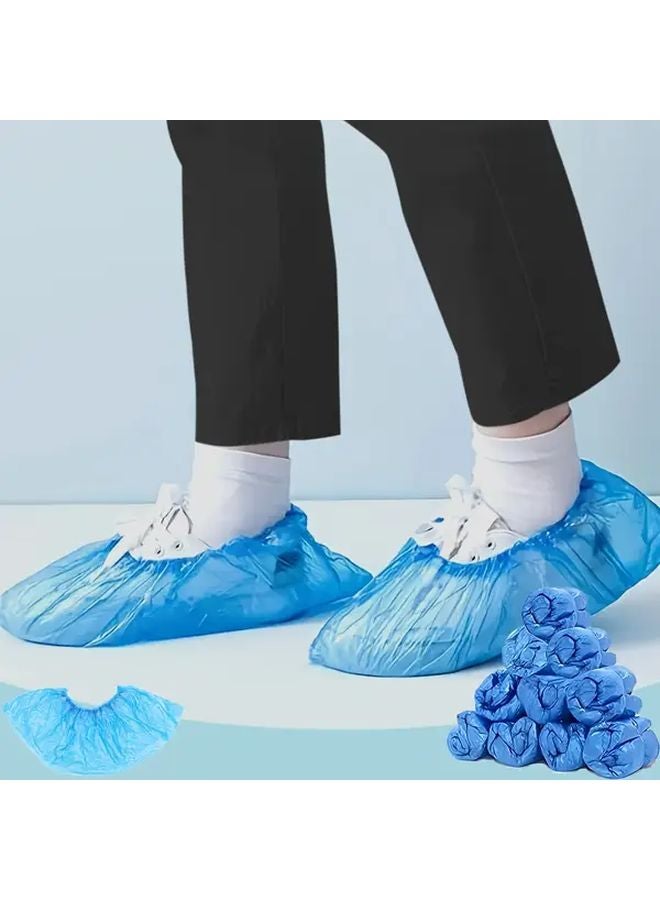 100pcs Thickened PE Shoe Covers Elastic Opening Fits All Shoes Clean Home Entry - Image 2