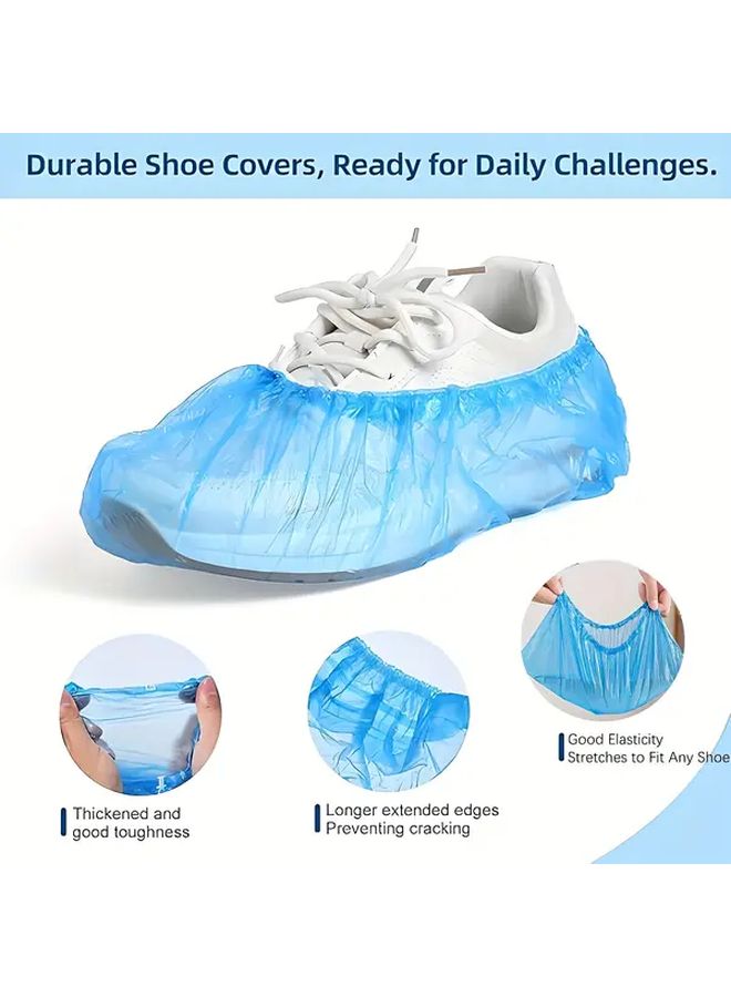 100pcs Thickened PE Shoe Covers Elastic Opening Fits All Shoes Clean Home Entry - Image 4