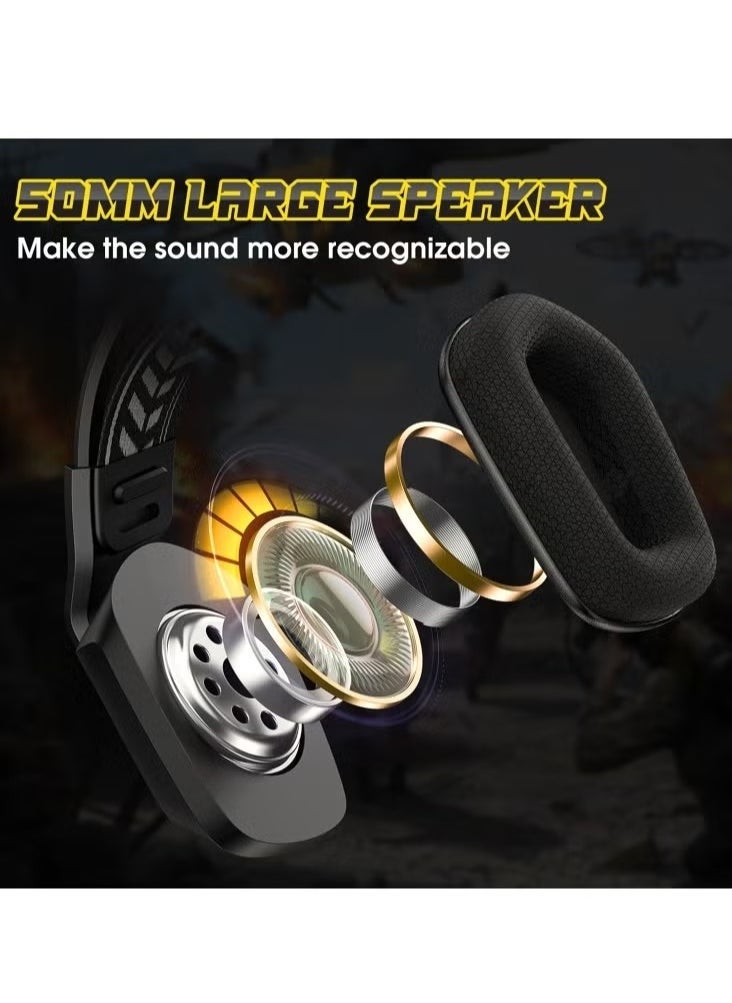 onikuma X13 RGB Colorful Lighting Wired Gaming Headset with Microphone – 2.2m Cable, Immersive Stereo Sound, Noise-Cancelling Mic, Adjustable Headband – Comfortable Over-Ear Design, Perfect for Gaming, Streaming, and Communication – Compatible with PC, PS4, Xbox, and Mobile Devices – Black  - Image 4