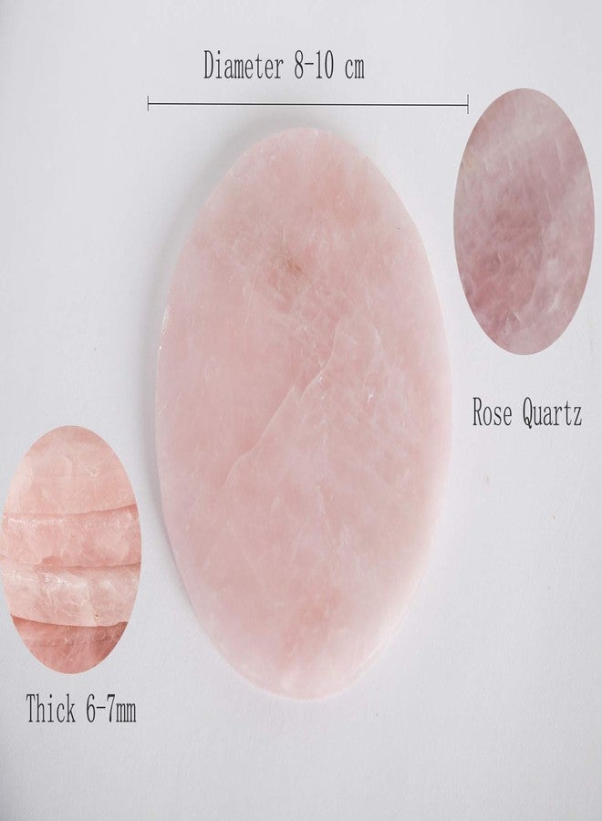 JIC Gem Natural Sliced Rose Quartz Crystal Coasters for Drinks Set of 4 Pink Healing Gemstone Geode Decor Slices with Rubber Bumper Gifts(8-10 cm) - Image 4