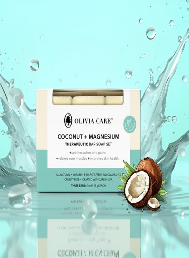 Olivia Care Coconut Magnesium Organic Bar Soap - Natural Moisturizing Body Soap for Sensitive Skin - Triple Milled Soap with Coconut Oil - Plastic Free 3 Pack - Image 2