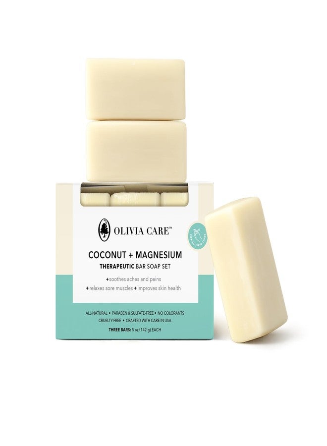 Olivia Care Coconut Magnesium Organic Bar Soap - Natural Moisturizing Body Soap for Sensitive Skin - Triple Milled Soap with Coconut Oil - Plastic Free 3 Pack - Image 1
