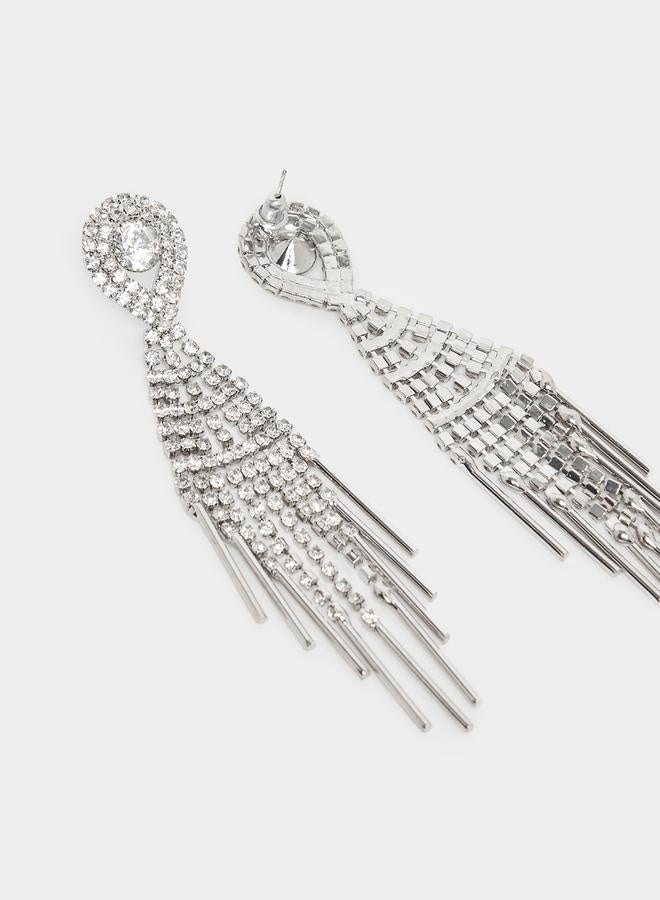 Styli Rhinestone Embellished Tassel Drop Earrings  - Image 3