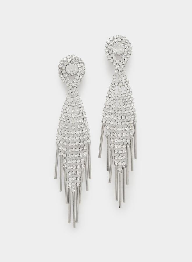 Styli Rhinestone Embellished Tassel Drop Earrings  - Image 1