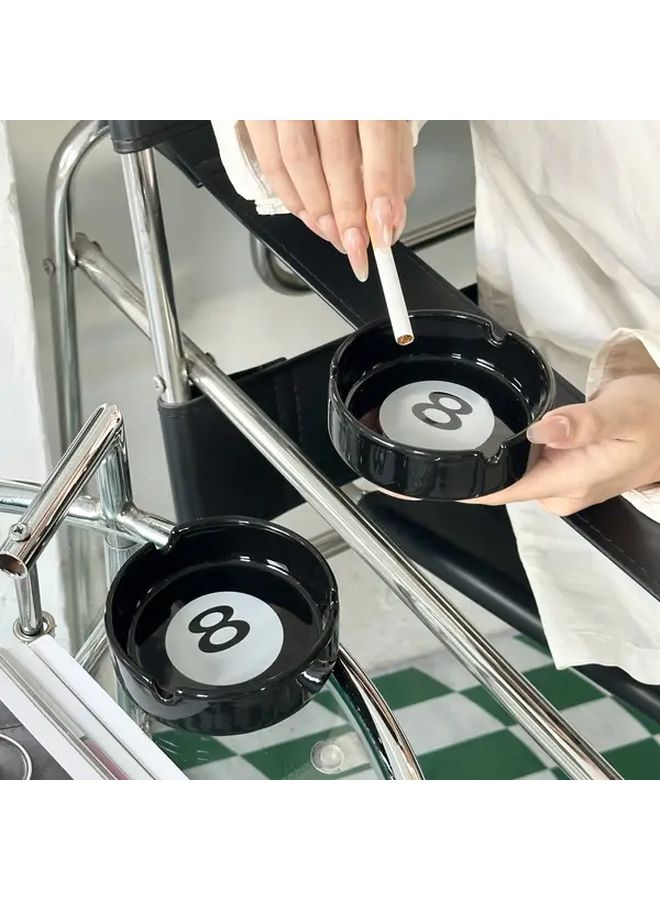 منفضة سجائر سيراميك سوداء رقم 8 تصميم شكل الروليت صينية متينة خالية من الدخان - Image 5