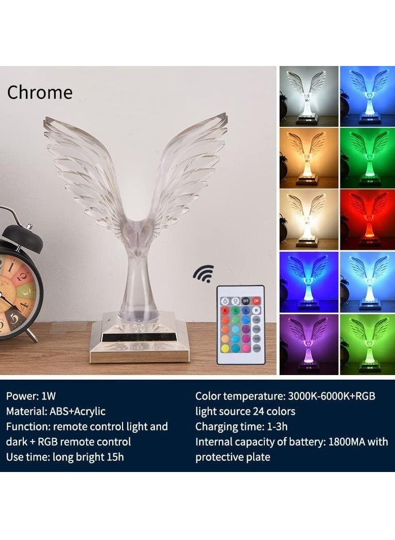 عام الكريستال النسر مصباح مكتبي الإبداعية ليد الاكريليك شحن التحكم عن بعد الطيور غرفة نوم ليلة الغلاف الجوي ليلة ضوء 24 الألوان عكس الضوء أوسب شحن ليلة ضوء غرفة نوم مكتب ضوء (كروم) - Image 2