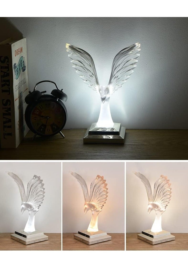عام الكريستال النسر مصباح مكتبي الإبداعية ليد الاكريليك شحن التحكم عن بعد الطيور غرفة نوم ليلة الغلاف الجوي ليلة ضوء 24 الألوان عكس الضوء أوسب شحن ليلة ضوء غرفة نوم مكتب ضوء (كروم) - Image 3