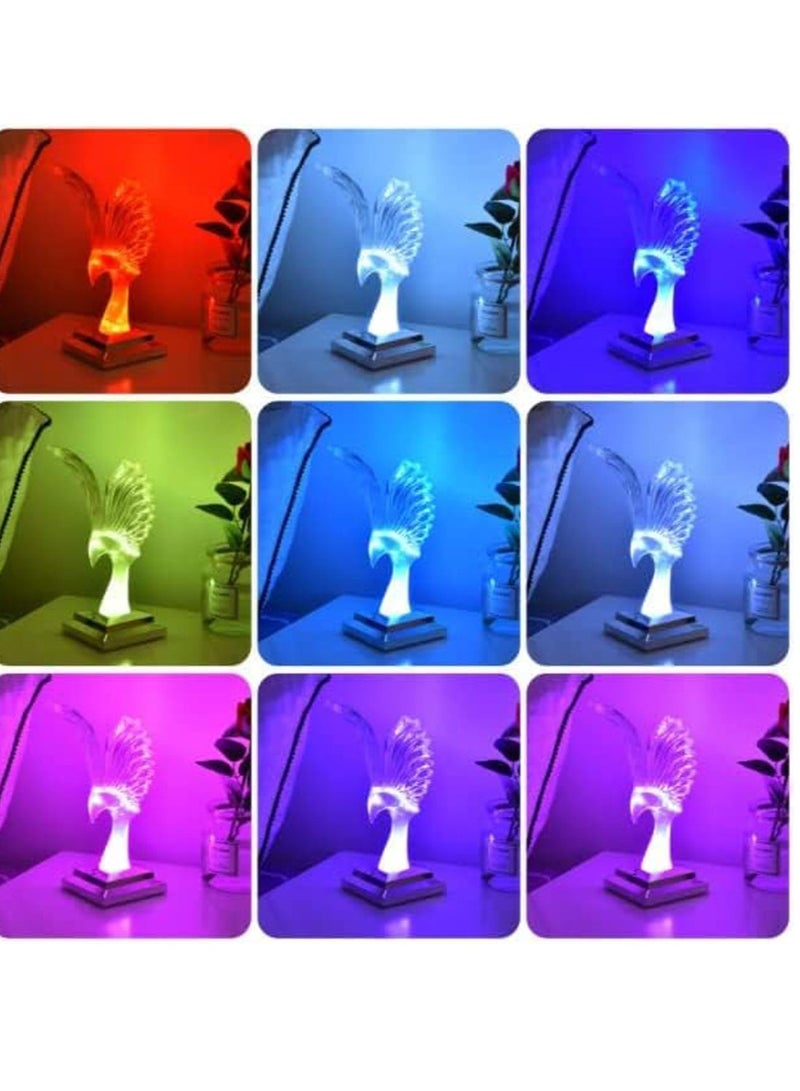 عام الكريستال النسر مصباح مكتبي الإبداعية ليد الاكريليك شحن التحكم عن بعد الطيور غرفة نوم ليلة الغلاف الجوي ليلة ضوء 24 الألوان عكس الضوء أوسب شحن ليلة ضوء غرفة نوم مكتب ضوء (كروم) - Image 4