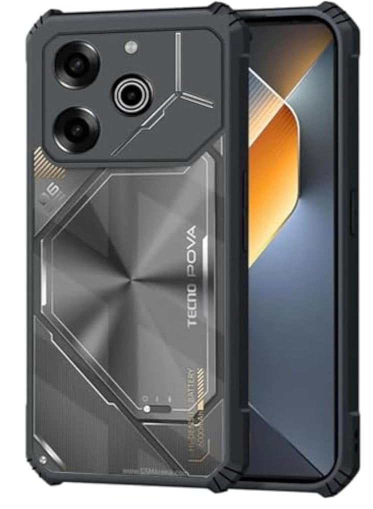 Case Compatible with Tecno Pova 6 Pro 5G [Droproof] [Sweat-Proof] [Fingerprint-Proof] Shockproof TPU+PC Clear Protective Phone Case Fits Tecno Pova 6 Pro  - Image 1
