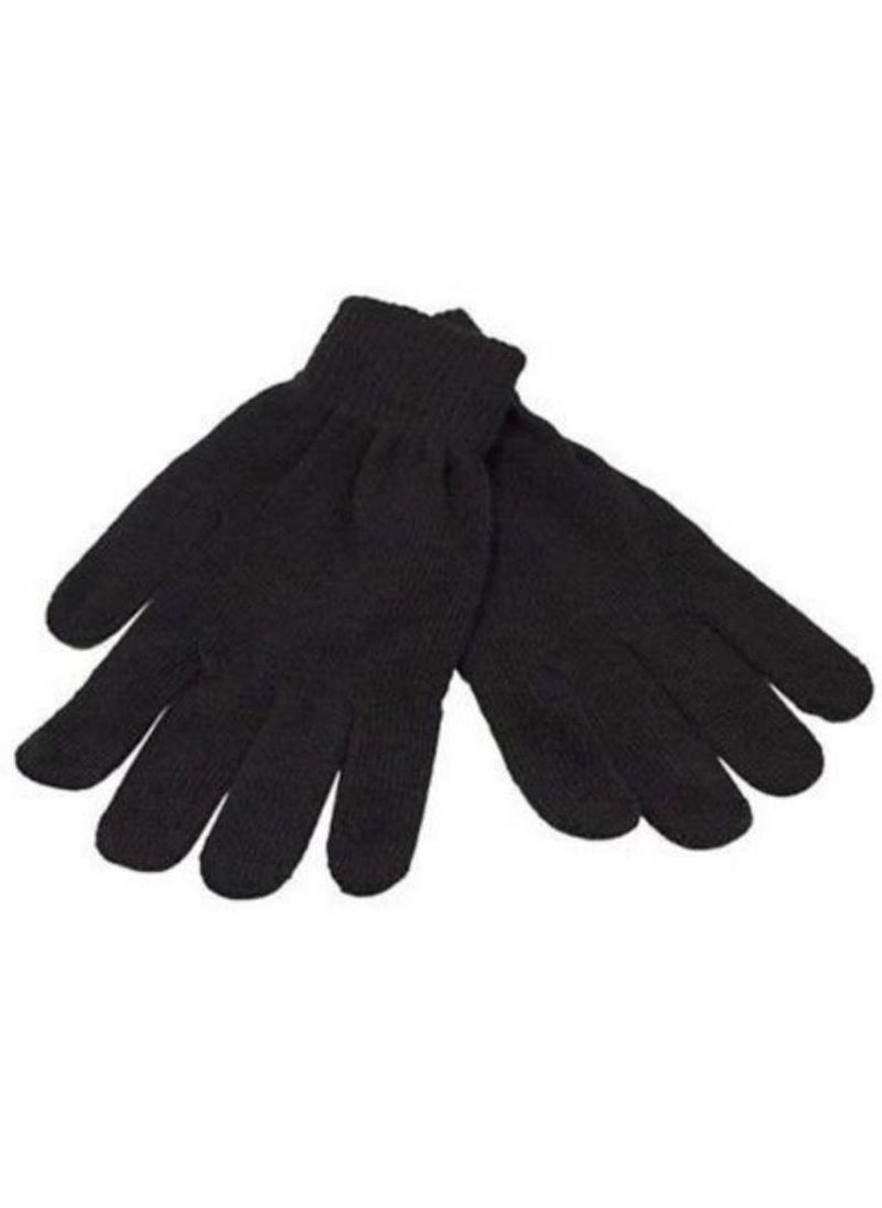 Generic - Black complete Finger Wool Knit Wrist Glove Winter Warm Workout for Women and Men - Image 1