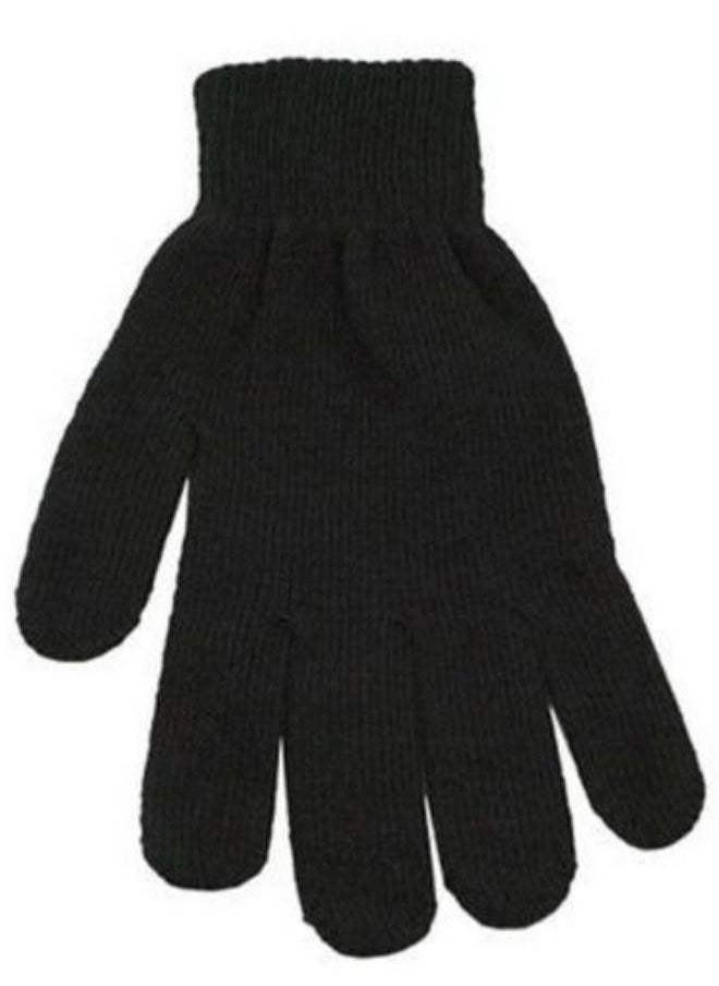 Generic - Black complete Finger Wool Knit Wrist Glove Winter Warm Workout for Women and Men - Image 1