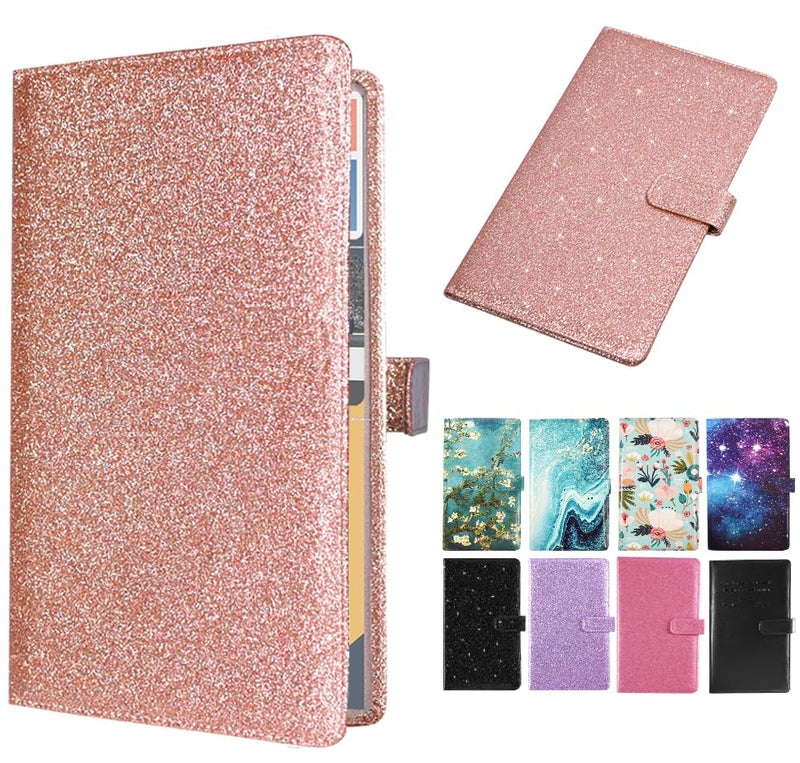 DMLuna DMLuna Car Registration and Insurance Holder Leather Vehicle Card Document Glove Box Organizer Auto Truck Compartment Accessories for Essential Information Driver License Cards Glitter Rose