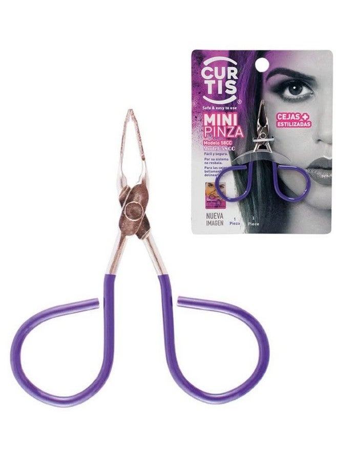 CURTIS Professional Mini Tweezers With Easy Scissor Handle The Best Precision Eyebrow Tweezers Menwomen; Portable Beauty Tools For Facial Hair Ingrown Hair Blackhead; 58Cc Purple Made In Mexico - Image 1