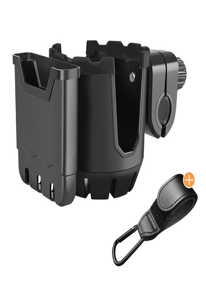 Xislet Wheelchair Cup Holder for Walker, 2-in-1 Walker Drinks Holder with Phone Holder for Rollator, Scooter, Bike, Mobility, Camper, Stroller, Holds Stanley, Yeti, Owala and More, Black - Image 1