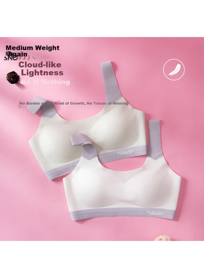 SNOWFLYING Xuezongfei Girls' Underwear, Puberty Bra, Vest-style Bra For Middle And High School Students, Sports Bra For Women, Seamless And Wireless, 2 Pieces - Image 2