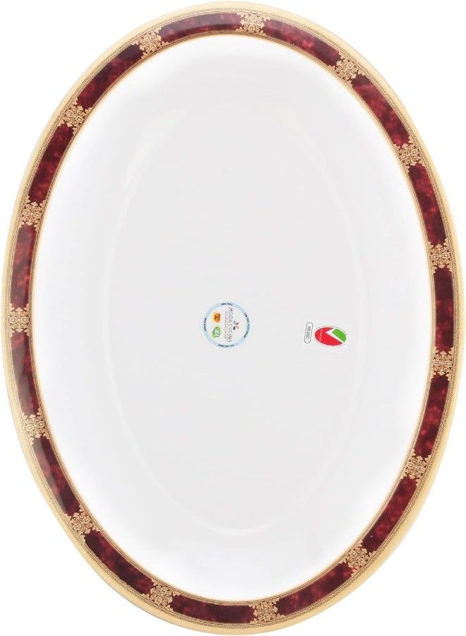 AKDC Moda Cucina Melamine Oval Serving Platter Extra Large Ethinic Red 41Cm Esma Approved, Mchp-5106-Er - Image 1