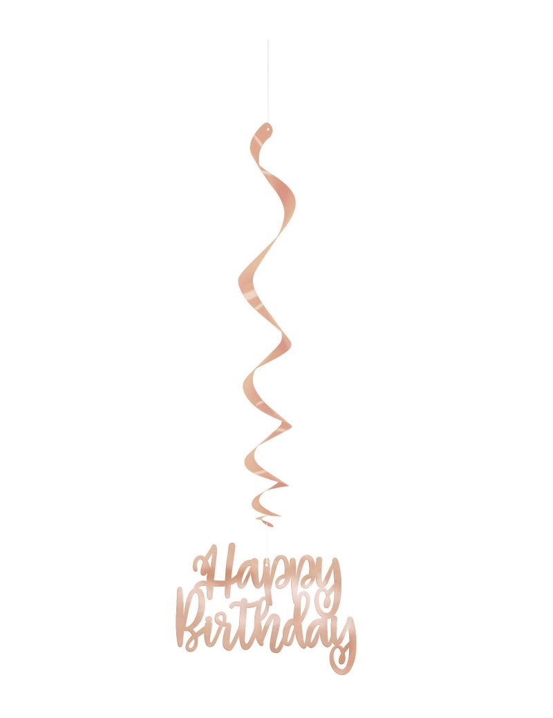 Unique Dazzling Rose Gold Happy Birthday Foil Hanging Swirl Decorations  32 Pack of 3  Versatile  EyeCatching Party Decor  Ideal for Any Events