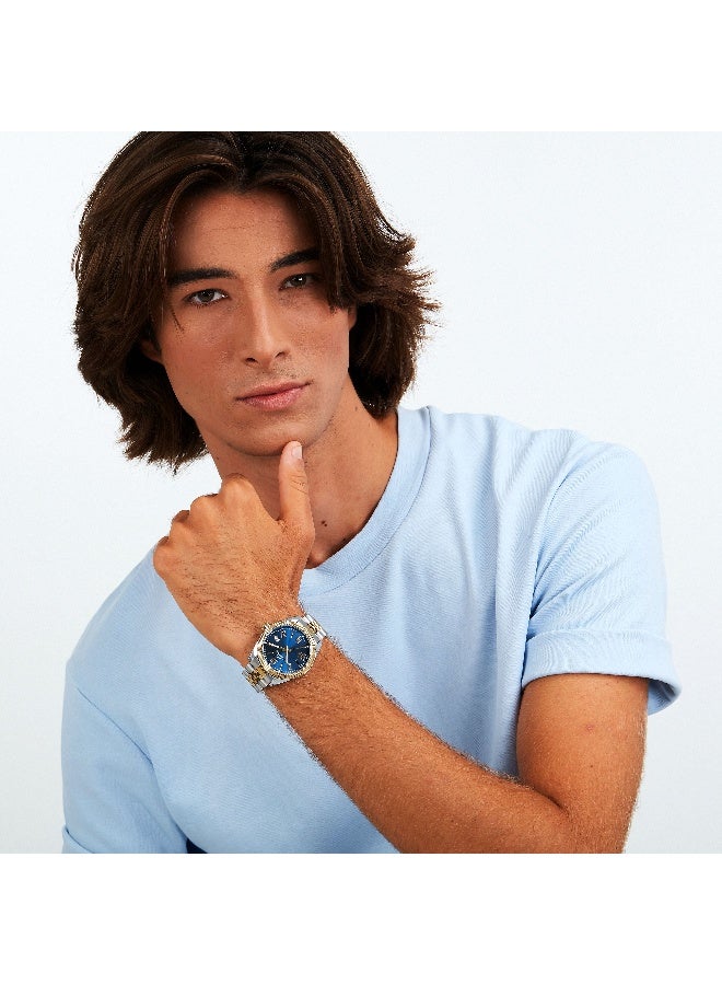 Chronostar Men's Blue Round Analog Dial with Multicolour Stainless Steel Band Watch - 41mm - R3753312006 - Image 5