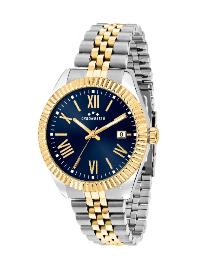 Chronostar Men's Blue Round Analog Dial with Multicolour Stainless Steel Band Watch - 41mm - R3753312006 - Image 1