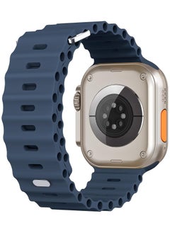 Color Fans Apple Watch Ocean Band 41mm 40mm 38mm for Men Women, Soft Silicone Sport Band Replacement Strap for Apple Watch Ultra iWatch Series 8 7 SE 6 5 4 3 2 1 Abyss Blue  - Image 4