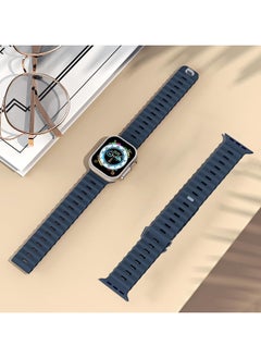 Color Fans Apple Watch Ocean Band 41mm 40mm 38mm for Men Women, Soft Silicone Sport Band Replacement Strap for Apple Watch Ultra iWatch Series 8 7 SE 6 5 4 3 2 1 Abyss Blue  - Image 5