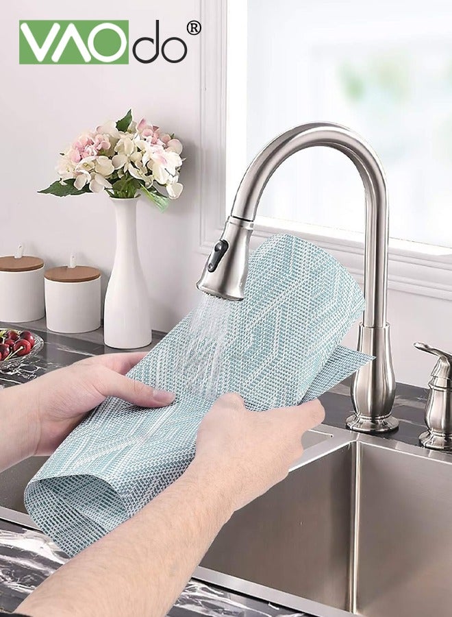 فاو دو مجموعة من 6 قطع من مفارش المائدة، مفارش طاولة متينة ومقاومة للحرارة والماء، مفارش طعام من البلاستيك المنسوج، قابلة للغسل في الغسالة، للمنزل والمطعم والمقهى، باللون الأزرق - Image 2