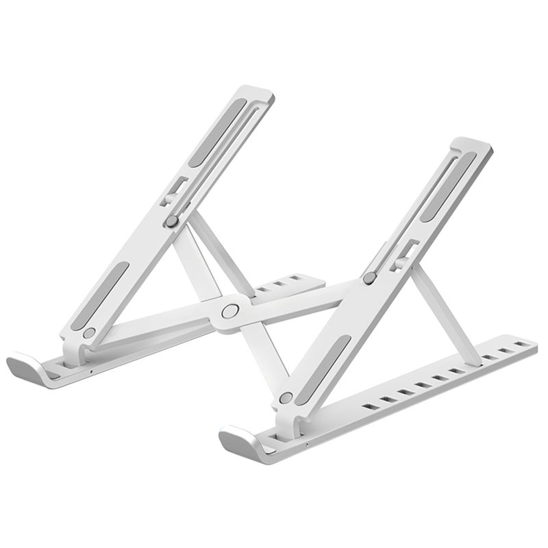 Ergonomic Laptop Stand: 10-Level Adjustable Height 50-155mm White - Anti-Skid Silicone Mat Hollow Cooling Design Portable Stand for Home Office Remote Workers - Image 1