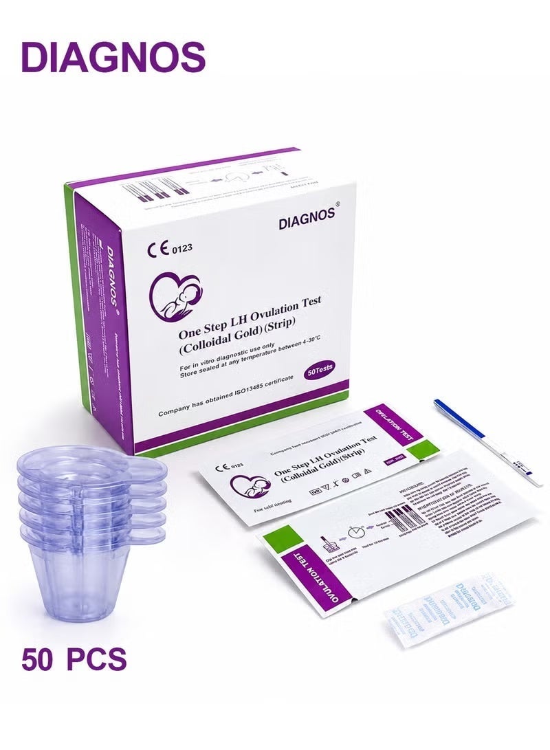 DIAGNOS 50 Test Ovulation Test Strips,Home test kit,Results in 15 Minutes - Image 1