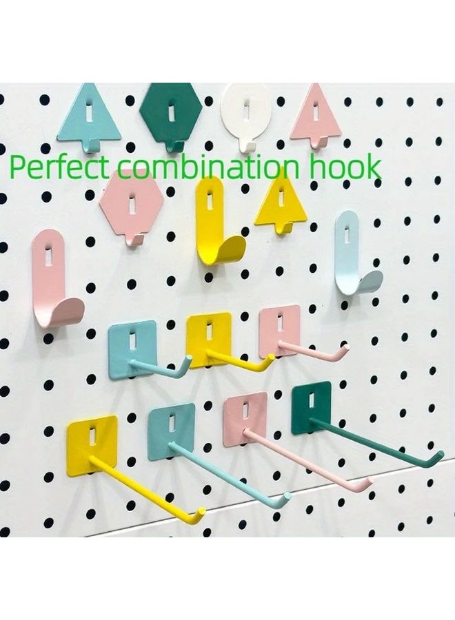 6 قطع ملونة من خطافات اللوحة المعدنية بدون حفر، حائطية، منظّم توفير للمساحة - Image 2