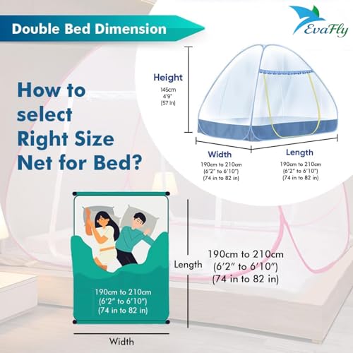 Evafly Mosquito Net for Double Bed | King Size Foldable Machardani | Polyester 30GSM Strong Net |PVC Coated Corrosion Resistant Steel Wire - Pink - Image 4