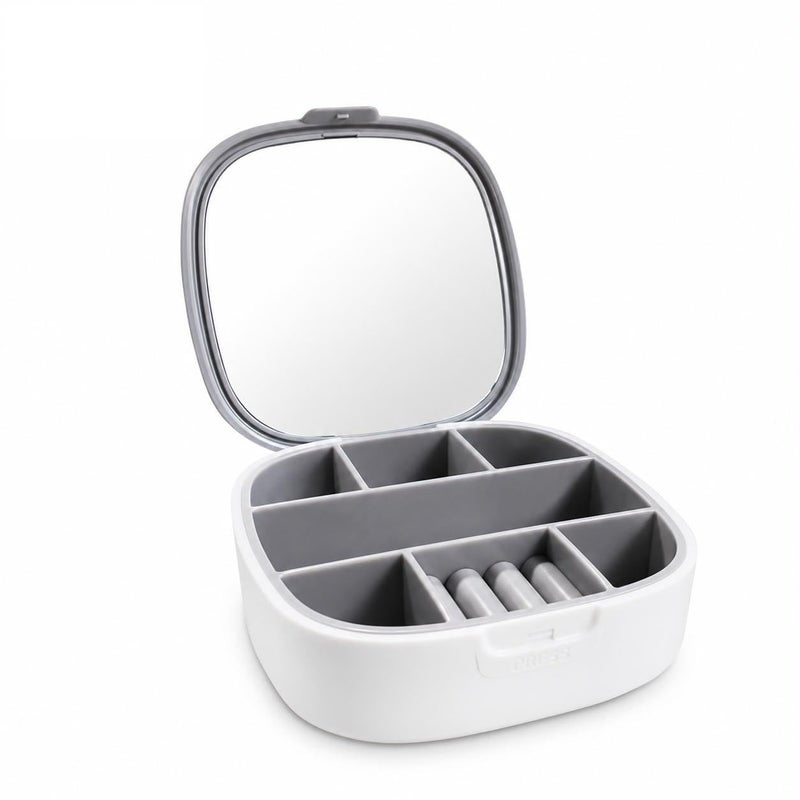 UShop U SHOP | Makeup Organizer & Accessories with Mirror & Lid, Multi-Compartment Storage Box for Jewelry, Cosmetics, Travel & Daily Use, White - Image 1